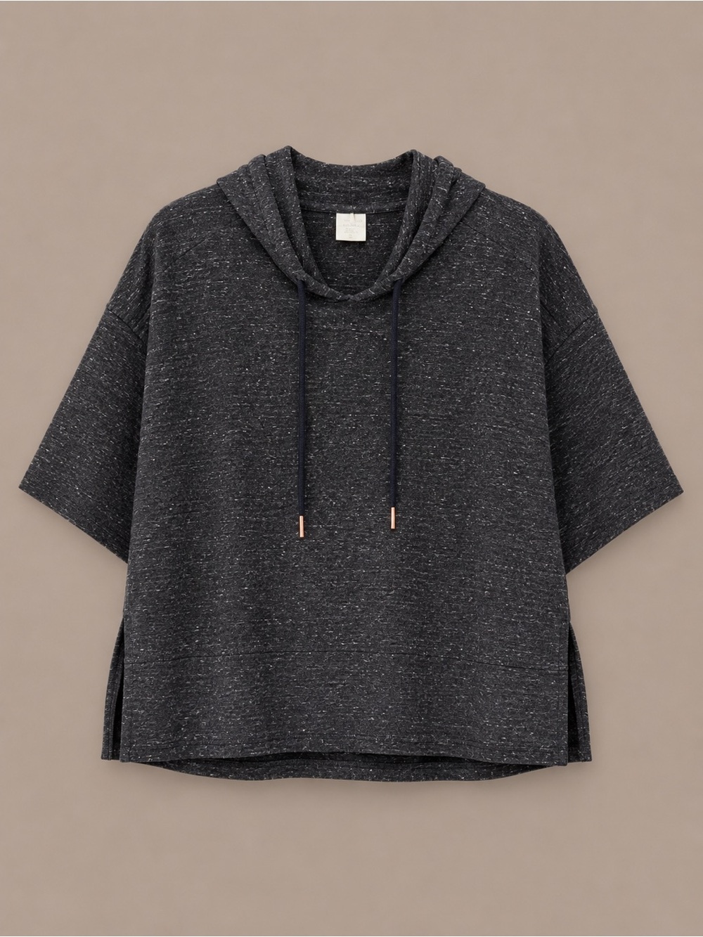 Women's Charcoal Short-Sleeve Hooded sweatshirt